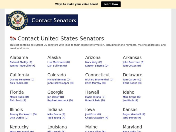 contactsenators.com