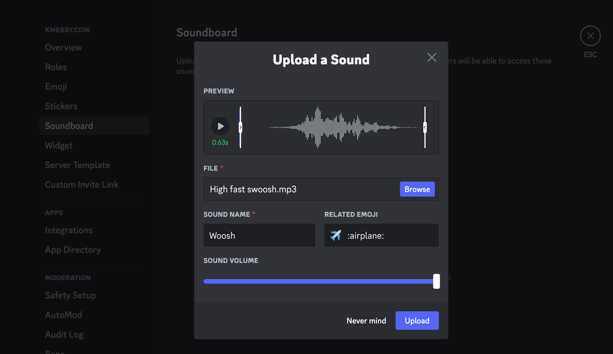 How to add a sound to the discord soundboard in 2 Clicks 4