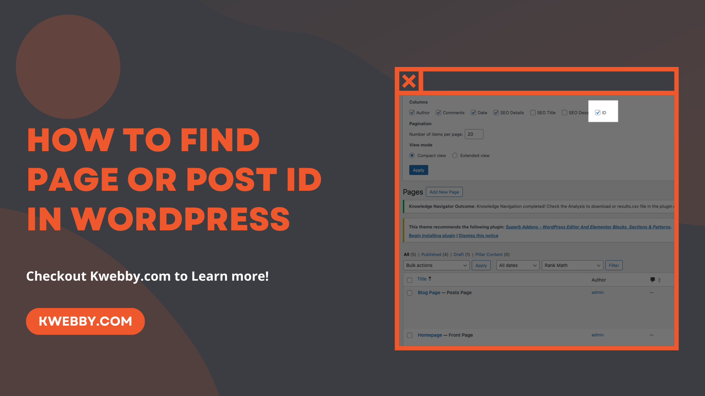 How to find Page or Post ID in WordPress