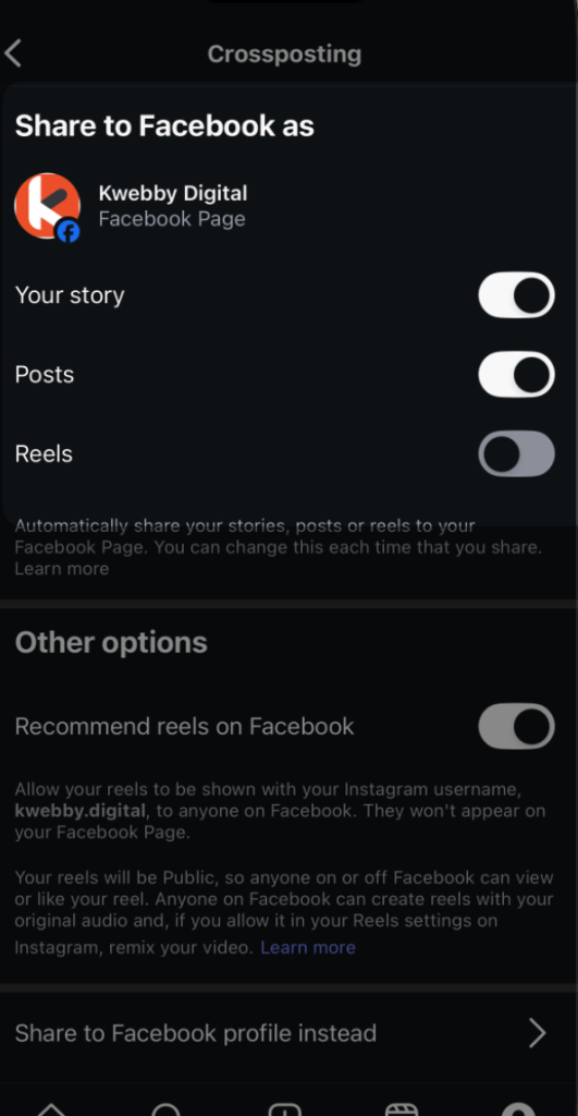 How to crosspost to a Facebook Page with Instagram in 3 Simple Steps 13