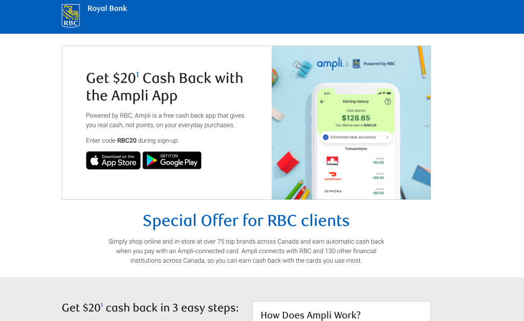 4. Ampli &ndash; RBC's Cash Back Platform (Discontinued)
