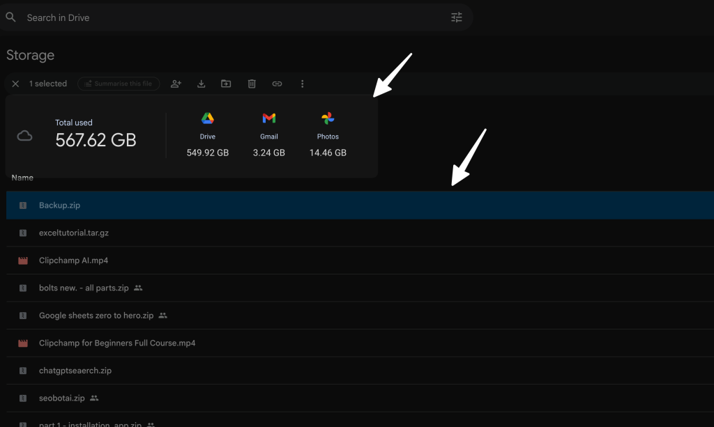 largest to smallest google drive