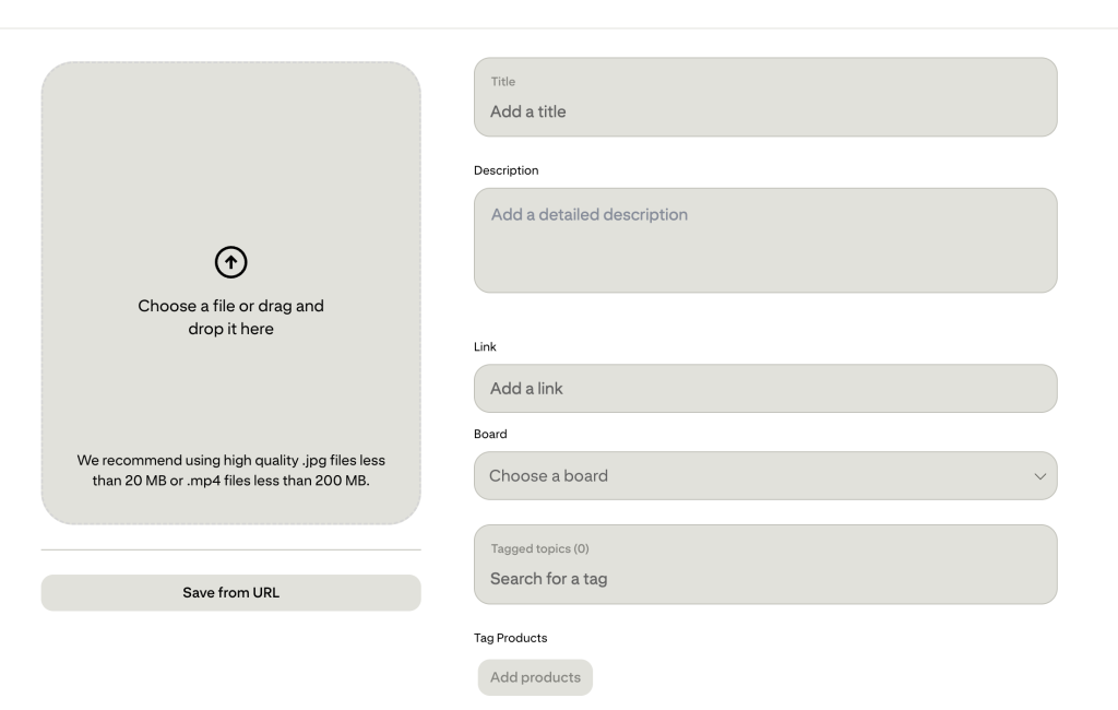 Create pin screenshot