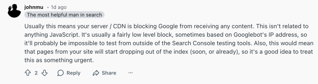 How to Fix “Page Indexed Without Content” in GSC (Steps) 5 Google search head john mueller on the error screenshot
