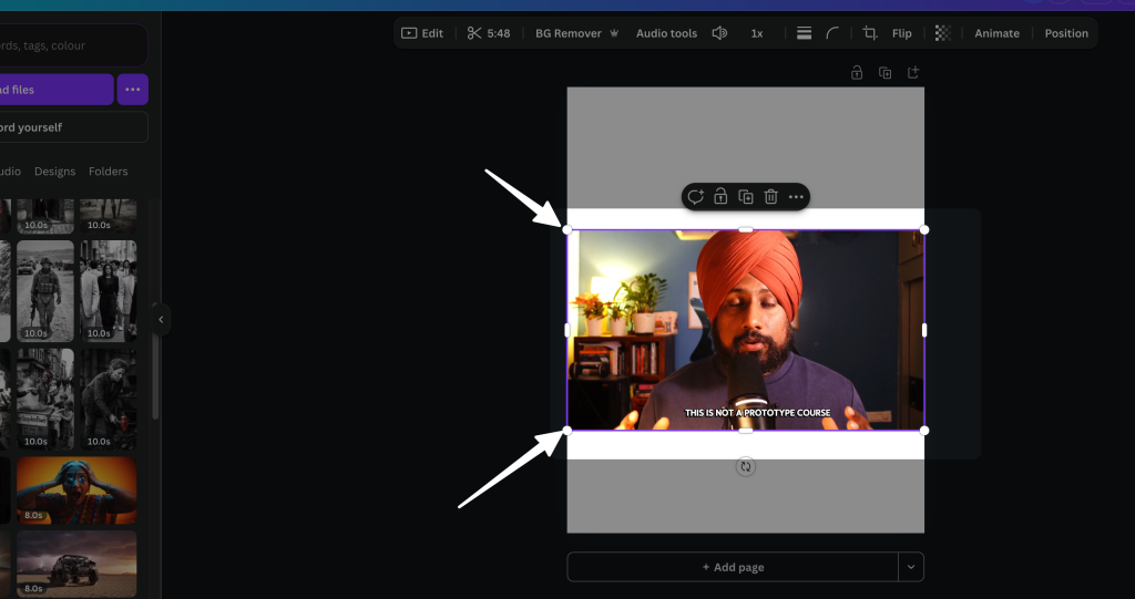 screenshot of canva interface