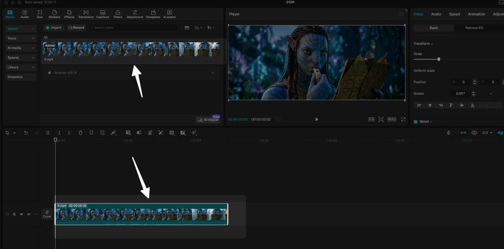 screenshot of capcut timeline