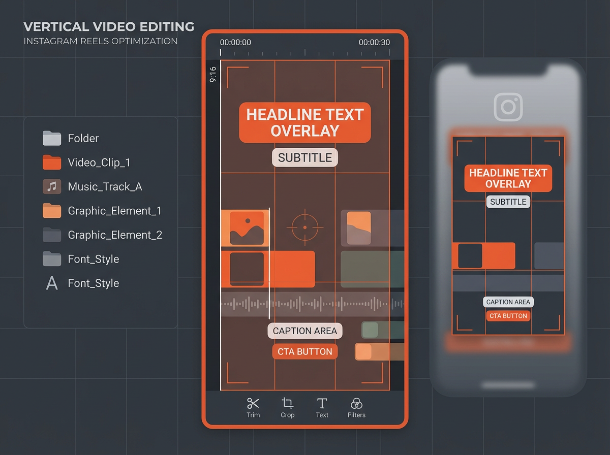 Vertical 9:16 editing timeline with reframing guides and overlays: how do you upload a youtube video to instagram