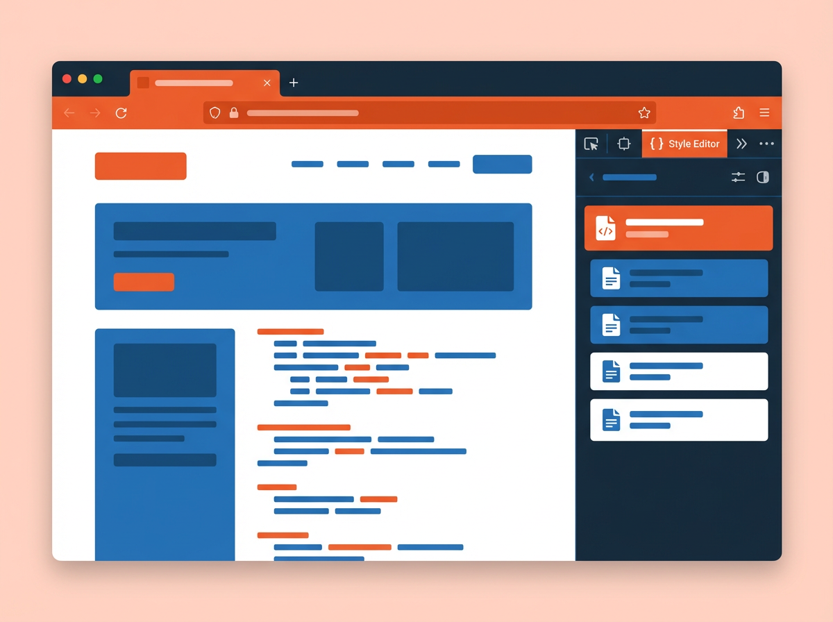 Firefox DevTools Style Editor listing multiple stylesheets, showing how to download some one's css