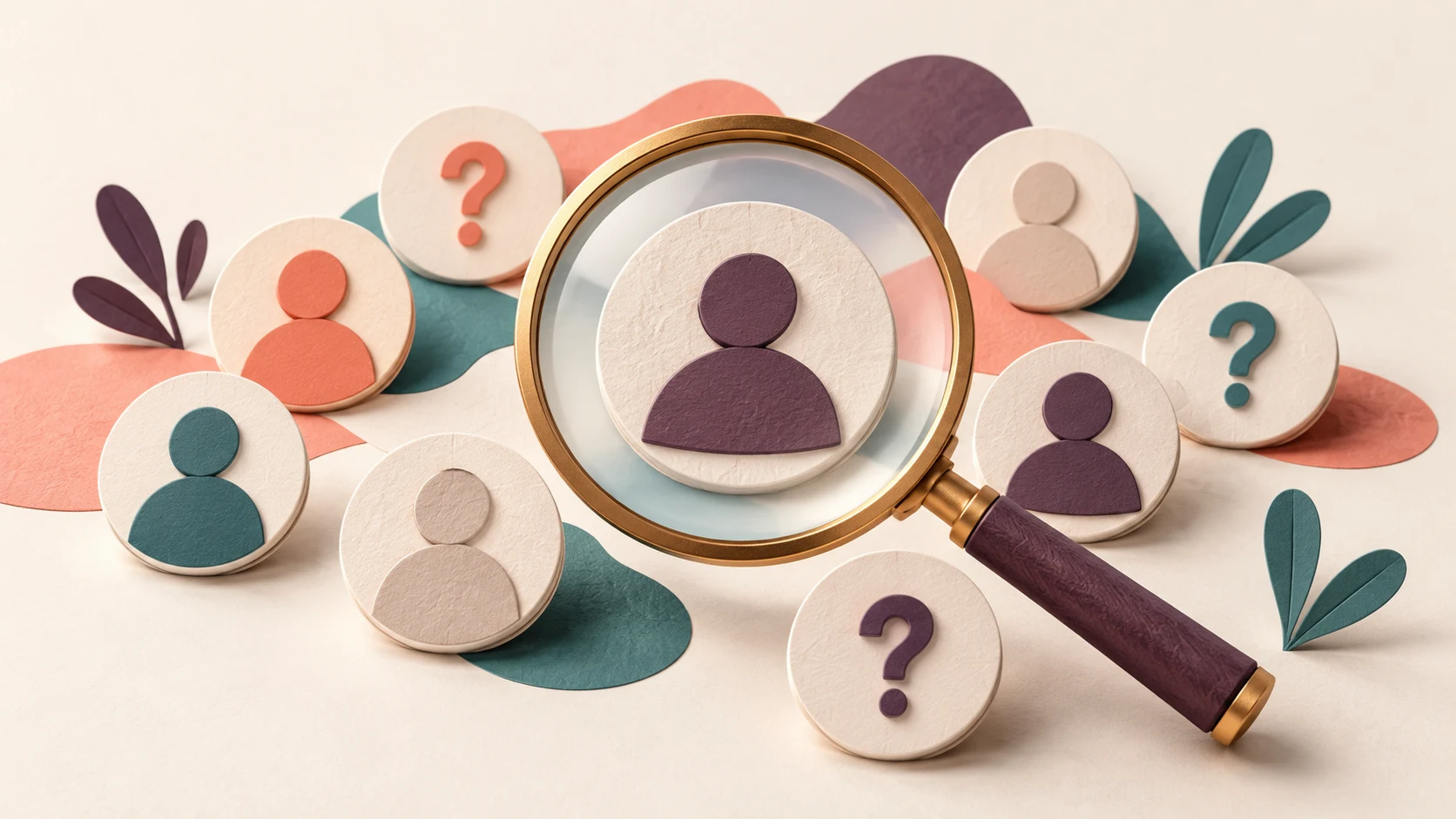 How to Spot Fake Instagram Followers: 5 Practical Checks 1 Conceptual illustration of a magnifying glass examining anonymous follower symbols and question marks