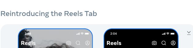 Meta Newsroom heading and Reels labels in its published phone examples