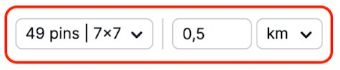 Google Maps Rank Checker: Free Tools and Tracking Guide 3 Genuine Semrush documentation crop showing a 49-pin 7-by-7 grid selector and a distance control set to 0.5 kilometres