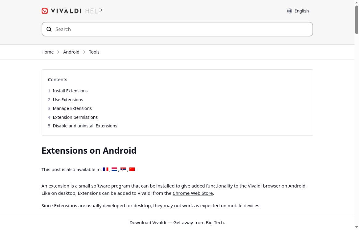 Best Browser for Android: 10 Free Options Compared 3 Official Vivaldi Android extensions help page explaining Chrome Web Store support and mobile compatibility limits